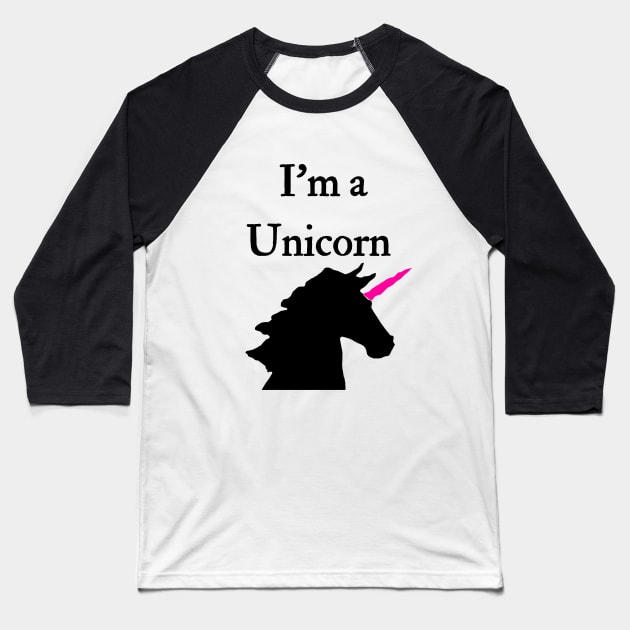 I'm A Unicorn Pink and Black Baseball T-Shirt by Seven Mustard Seeds